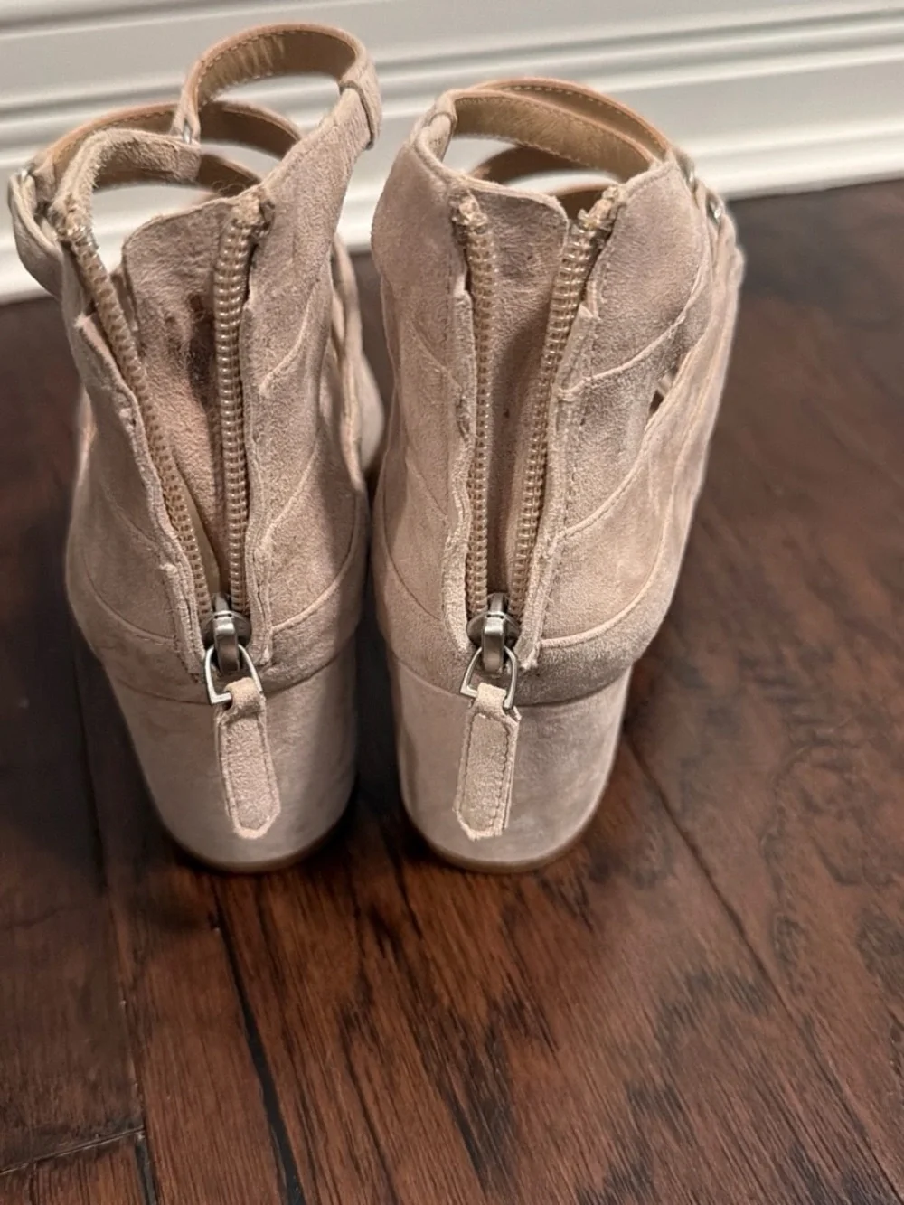 Pour La Victoire Blush Strappy Block Heel Sandals